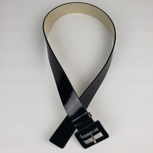 Nine West Wide Black Patent Leather Belt Size M